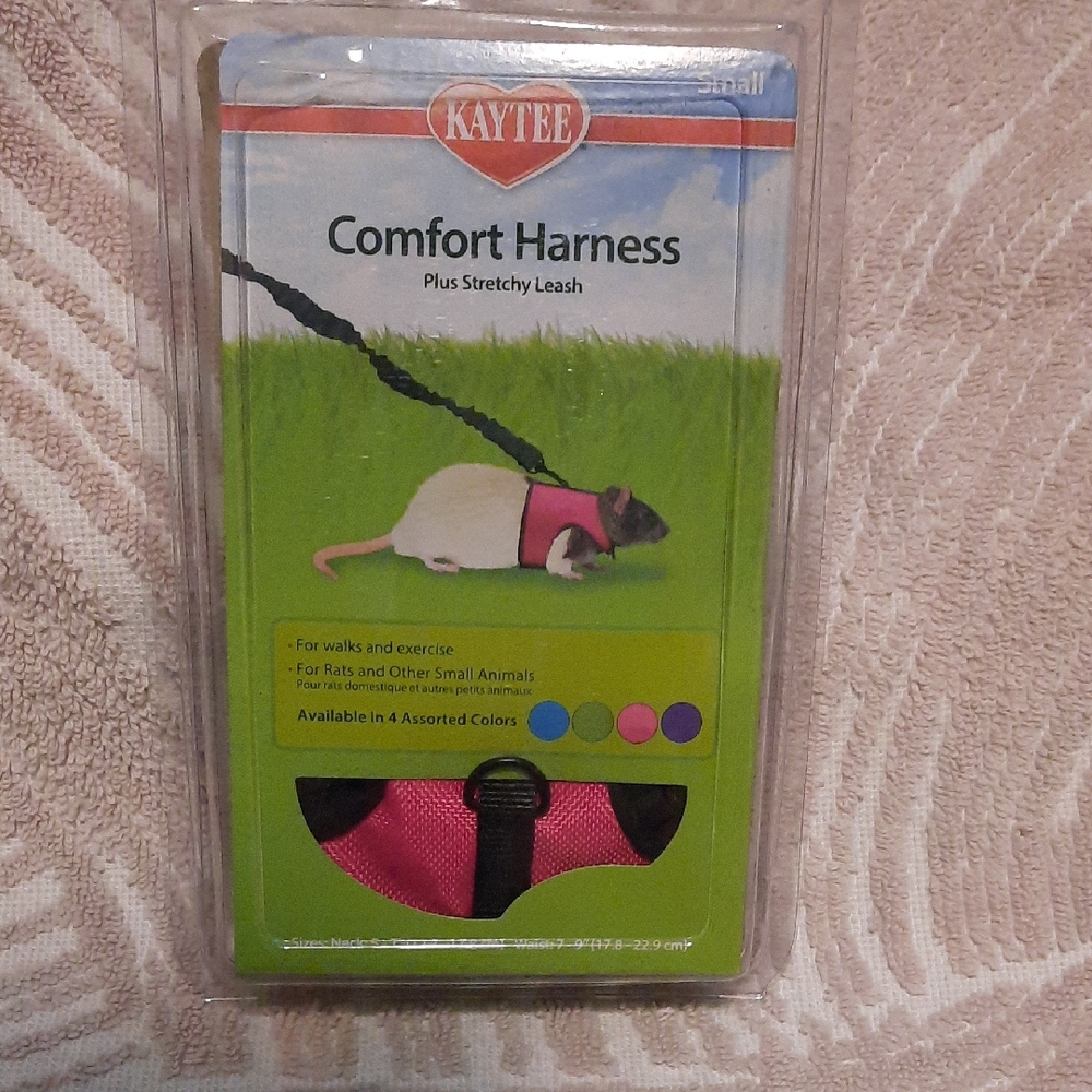 Kaytee Comfort Harness with Stretchy Leash - Pink and Black